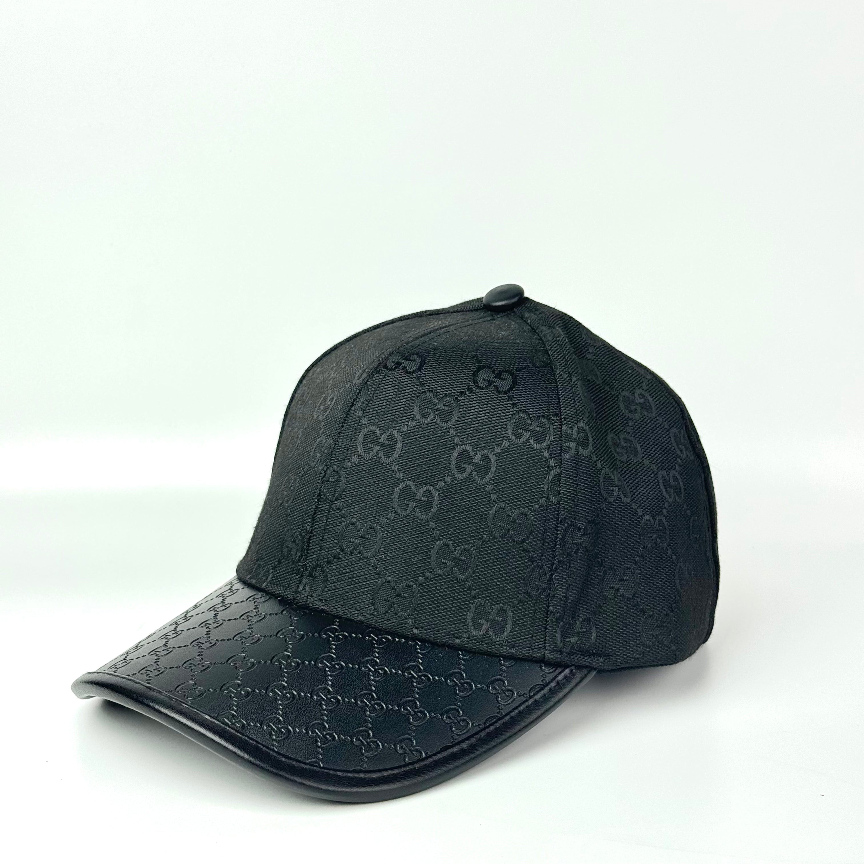 GCCI Black Leather Visor Cap