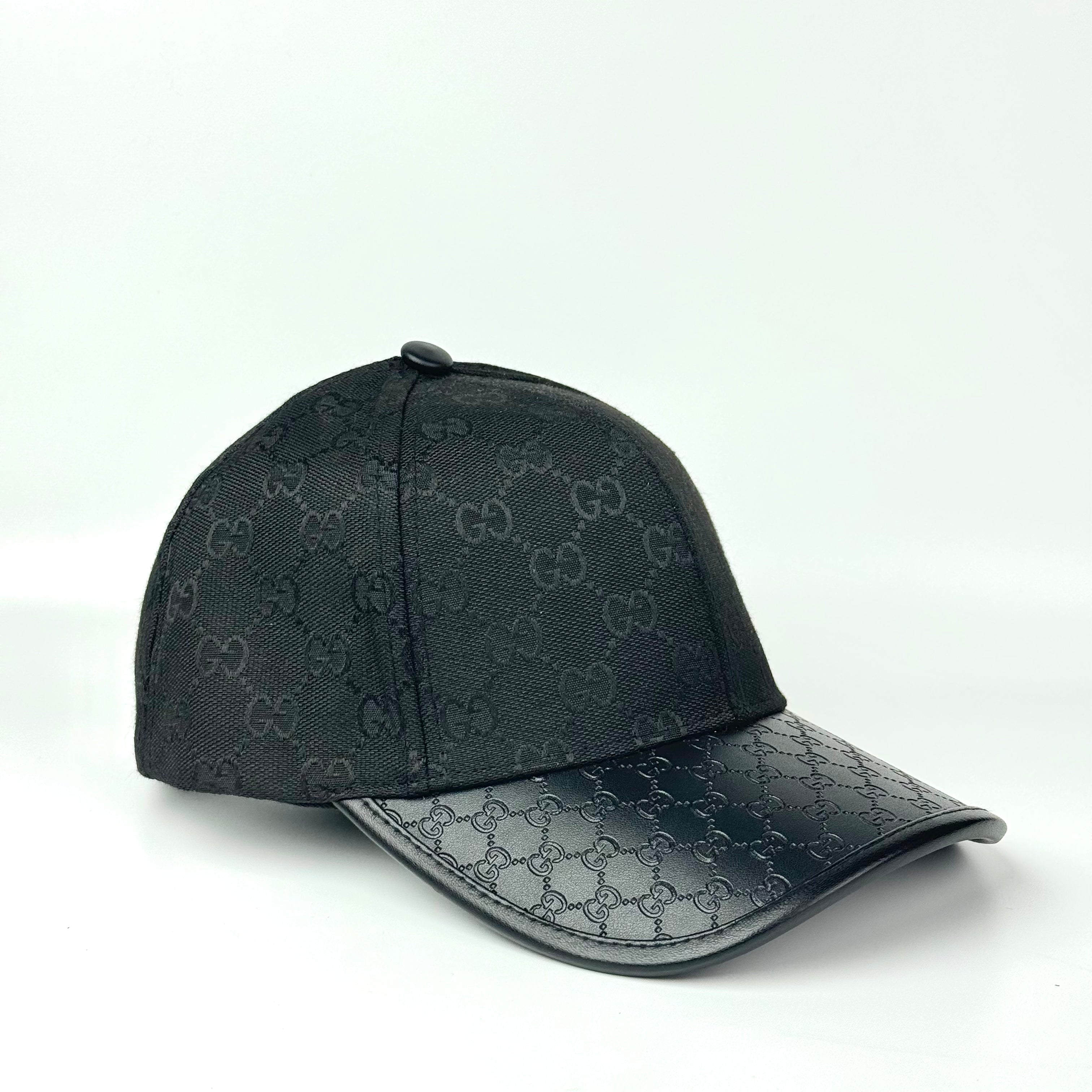 GCCI Black Leather Visor Cap