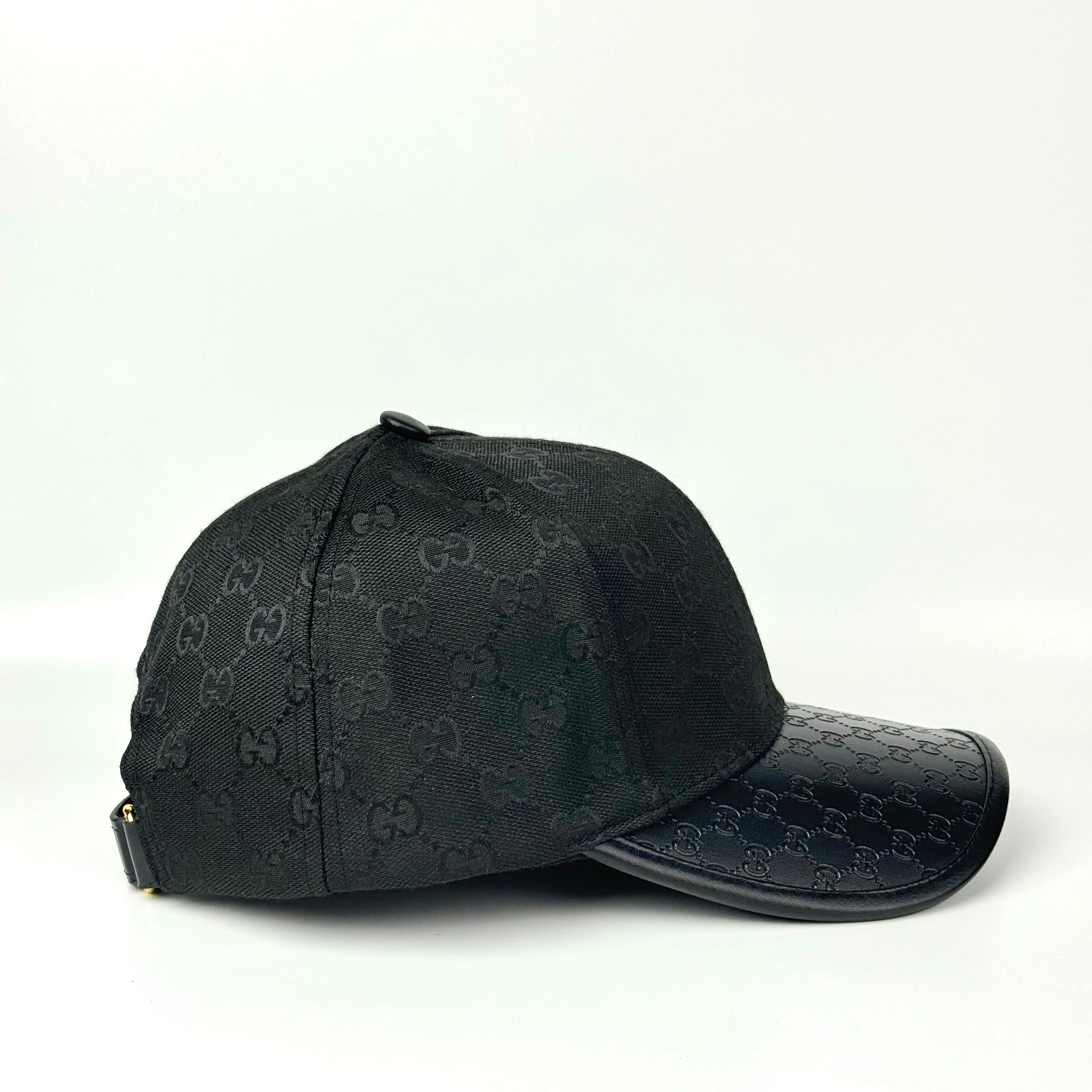 GCCI Black Leather Visor Cap