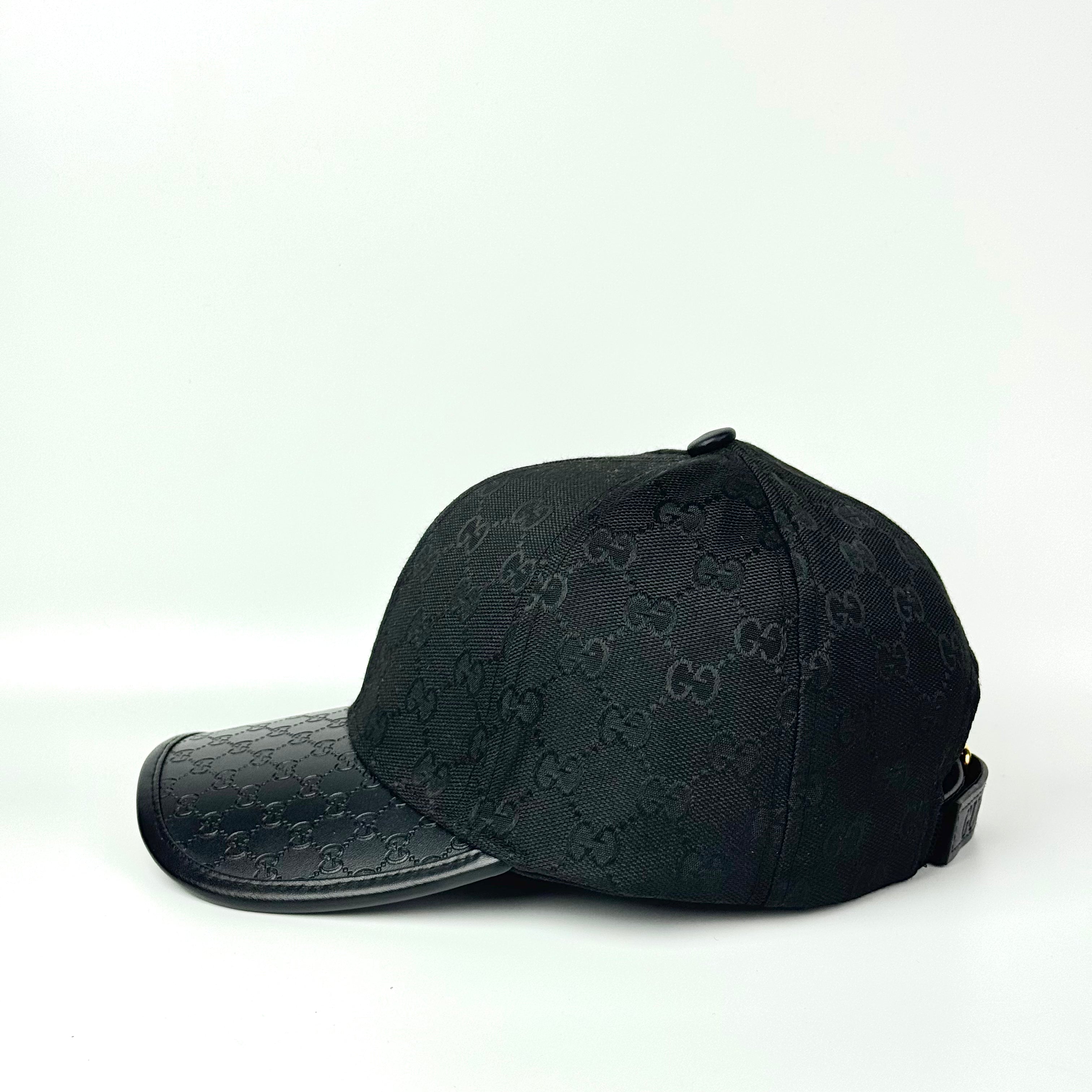 GCCI Black Leather Visor Cap