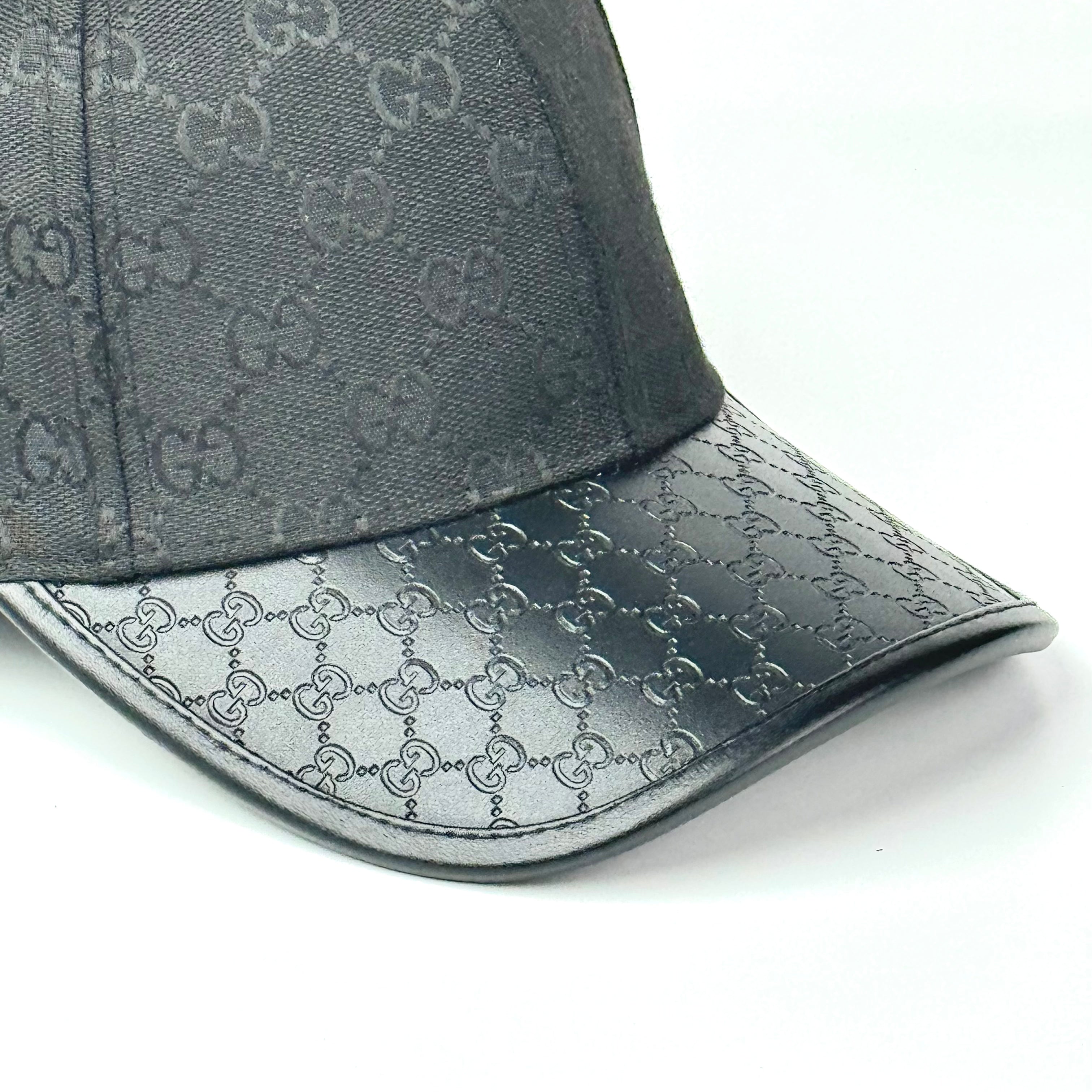 GCCI Black Leather Visor Cap