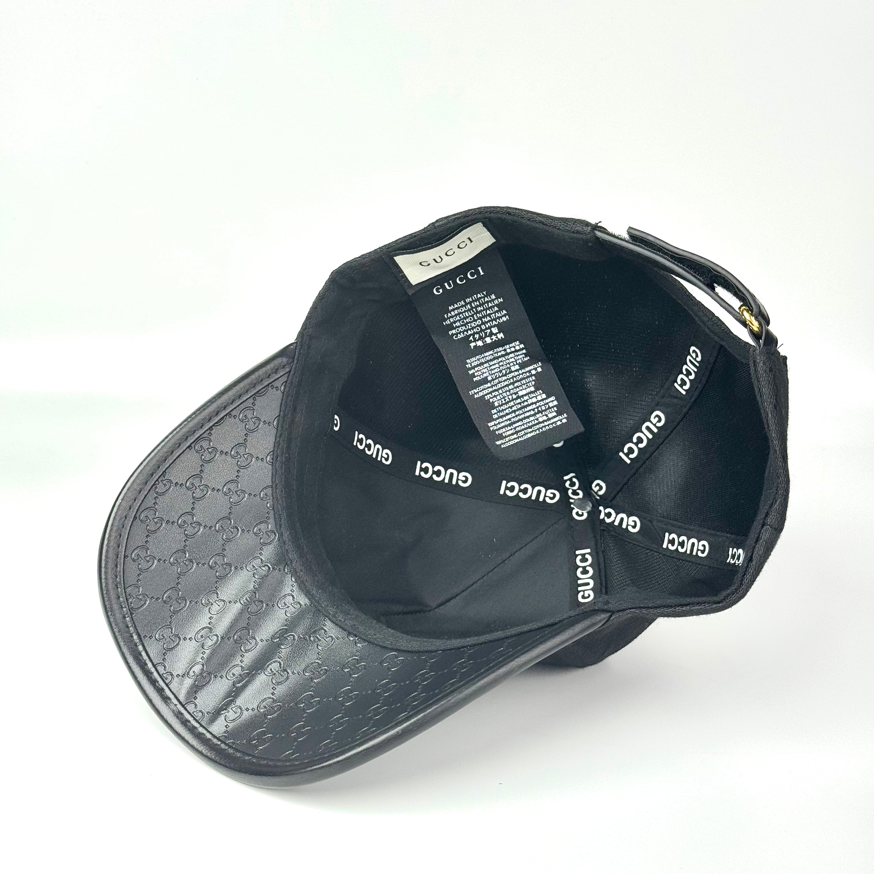 GCCI Black Leather Visor Cap